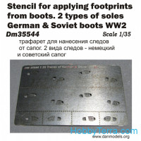 Photo-etched set 1/35 Stencil of footprints. 2 types of soles german&soviet boots, WWII