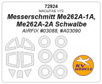 Mask 1/72 for Messerschmitt Me262A-1A, Me262A-2A Schwalbe + wheels masks (AirFix)
