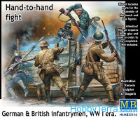 Hand-to-hand fight, German & British infantrymen, WWI era